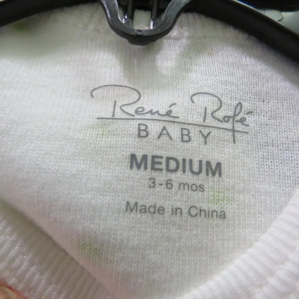 Baby White w Green Stars Rene Rofe Bodysuit 3-6 mts 100% cotton